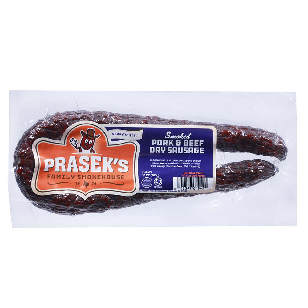 Prasek's Smoked Pork & Beef Dry Sausage, 10 oz