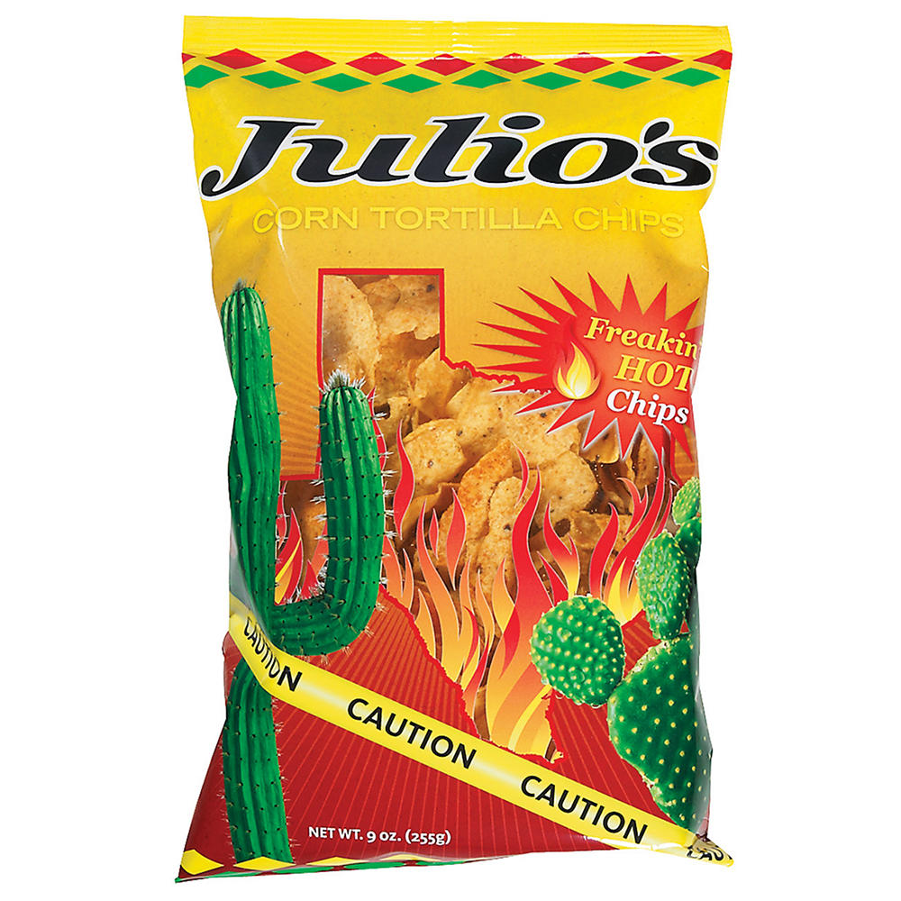 Julio's Freakin' Hot Corn Tortilla Chips, 9 oz