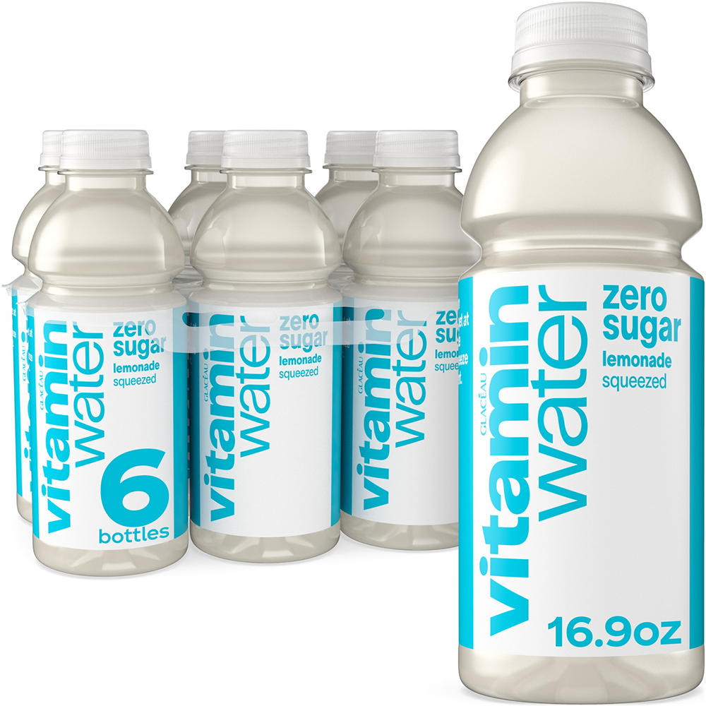 Glaceau Vitaminwater Zero Sugar Squeezed Lemonade Flavored Water Beverage 6 pk Bottles, 16.9 oz