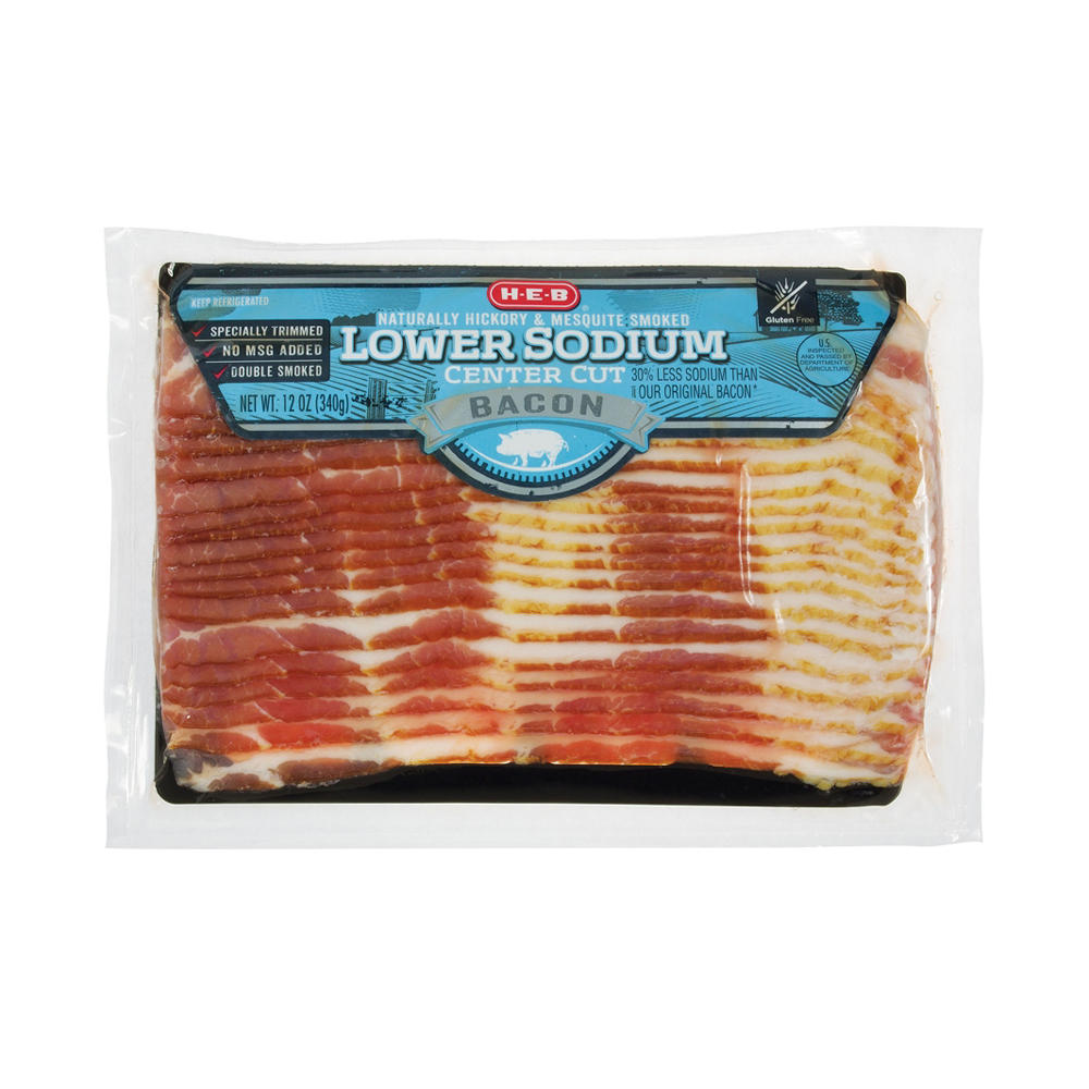 H-E-B Lower Sodium Center Cut Bacon, 12 oz