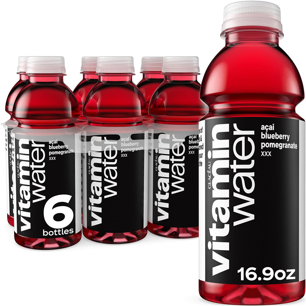 Glaceau Vitaminwater xxx Acai Blueberry Pomegranate Flavored Water Beverage 6 pk Bottles, 16.9 oz