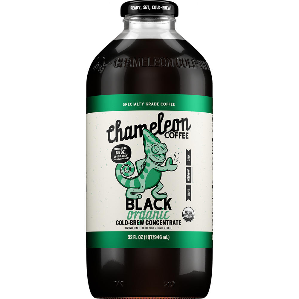 Chameleon Organic Cold Brew Concentrate Black Coffee, 32 oz
