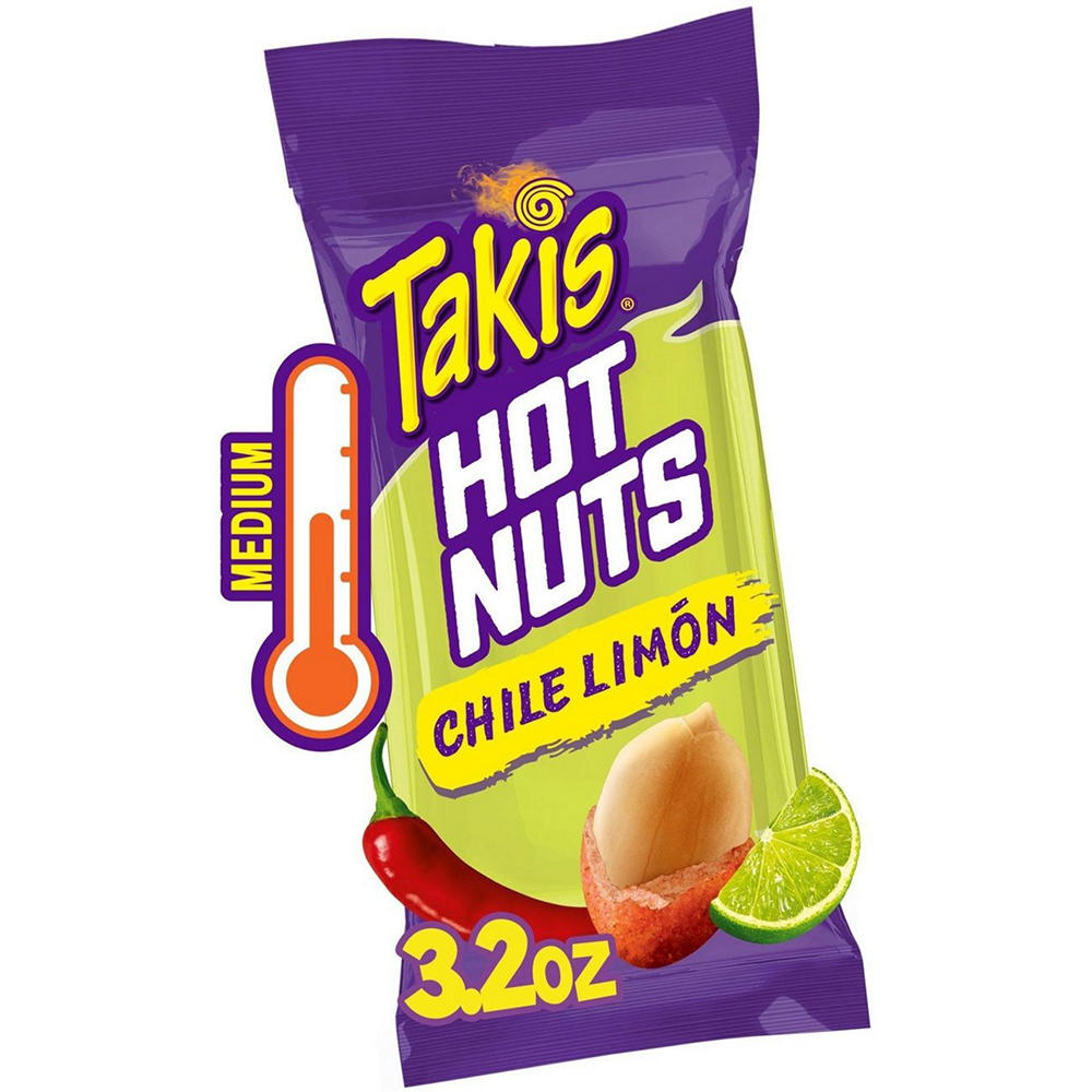 Takis Chile Limon Hot Nuts Mild Spicy Double Crunch Peanuts, 3.2 oz