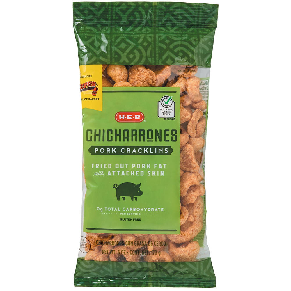 H-E-B Chicharrones Pork Cracklins & Hot Sauce Packet, 6 oz