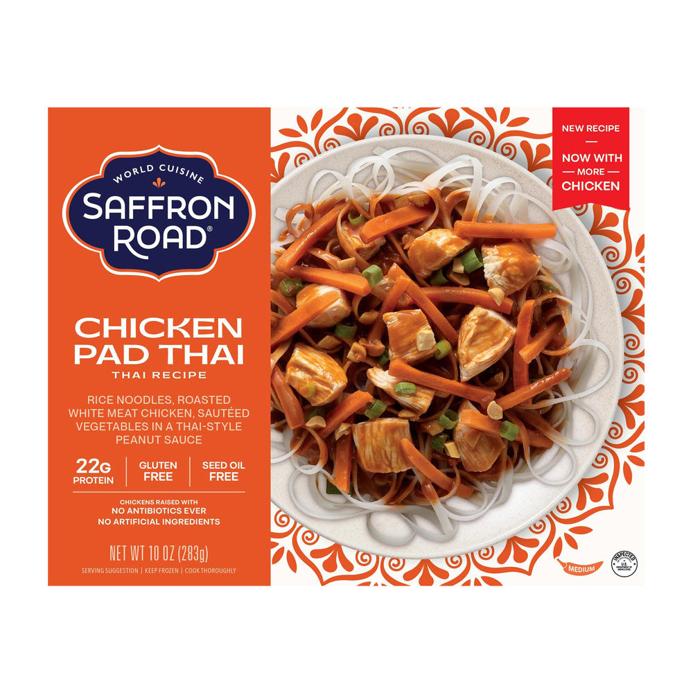Saffron Road Gluten Free Chicken Pad Thai Asian Frozen Dinner, 10 oz