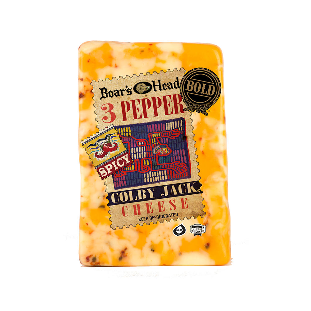 Boar's Head Bold 3 Pepper Colby Jack Cheese, Custom Sliced, lb