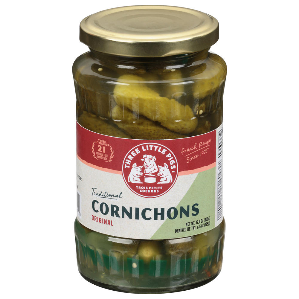 Three Little Pigs Traditional Cornichons Baby Sour Gherkins, 12.40 OZ