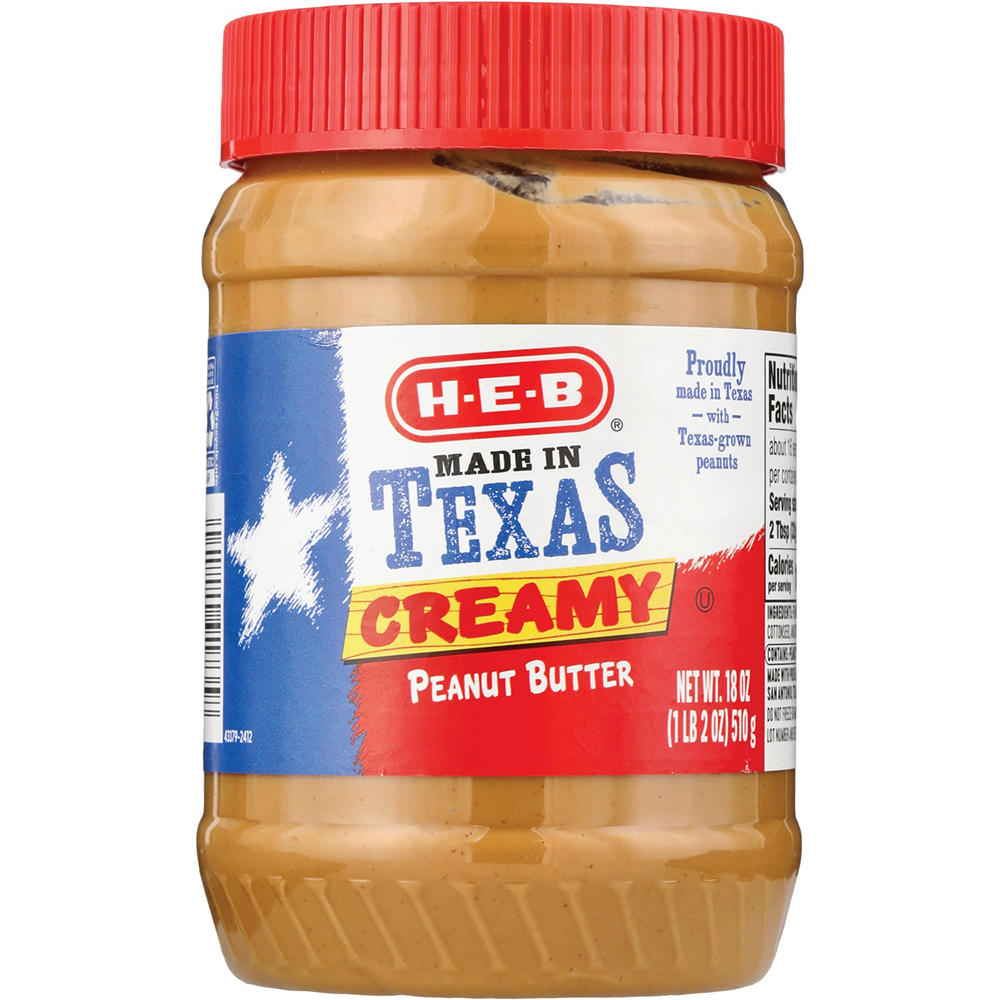 H-E-B Made in Texas Creamy Peanut Butter, 18 oz
