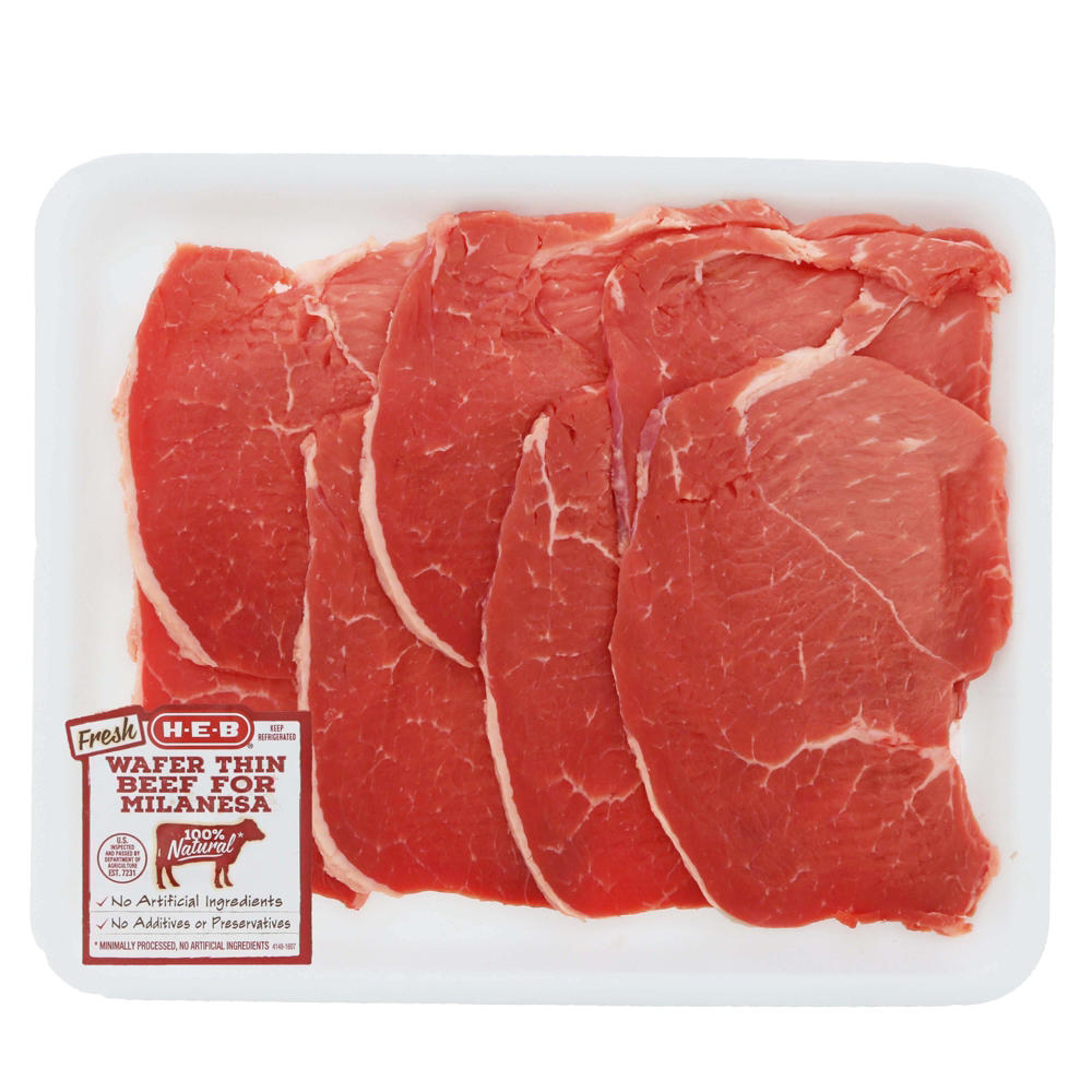H-E-B Beef Round Tip Steak for Milanesa Wafer Thin Value Pack, USDA Select, Avg. 1.5 lbs