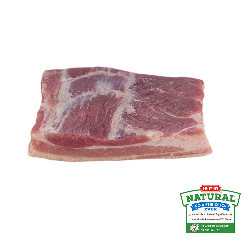 H-E-B Natural Pork Belly, Avg. 1.7 lbs