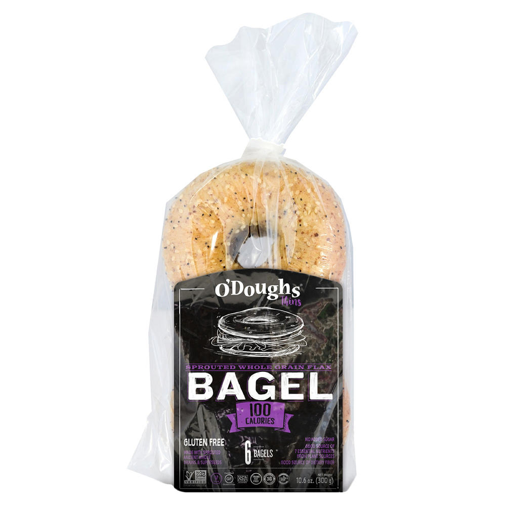 O'Doughs Gluten Free Sprouted Whole Grain Flax Bagel Thins, 6 ct