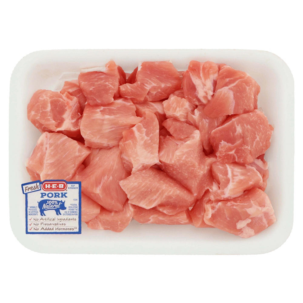 H-E-B Boneless Cubed Pork Stew Meat, Avg. 1.3967 lbs