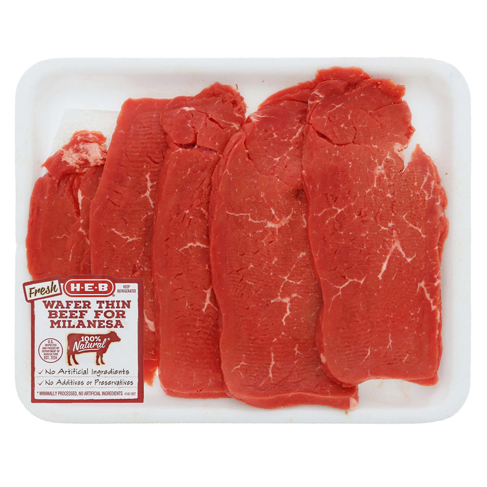 H-E-B Beef Top Round for Milanesa Wafer Thin, USDA Select, Avg. 0.79 lb