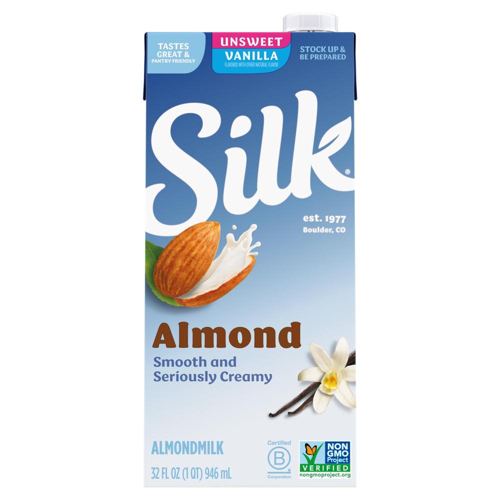 Silk Shelf-Stable Unsweetened Vanilla Almond Milk , 32 oz