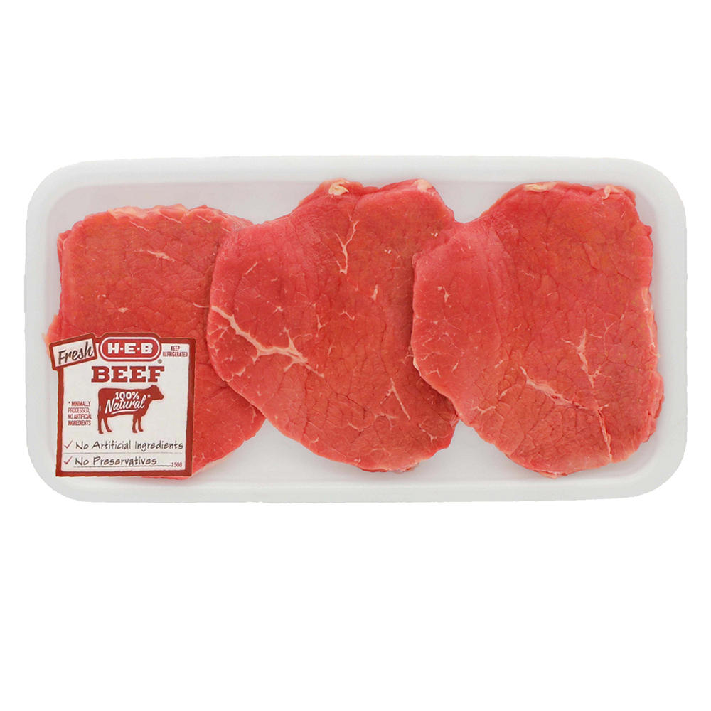H-E-B Beef Eye of Round Steak Thin, USDA Select, Avg. 0.75 lb