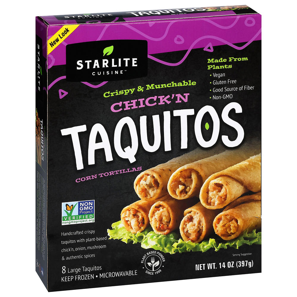 Starlite Cuisine Vegan Chick'n Taquitos, 8 ct