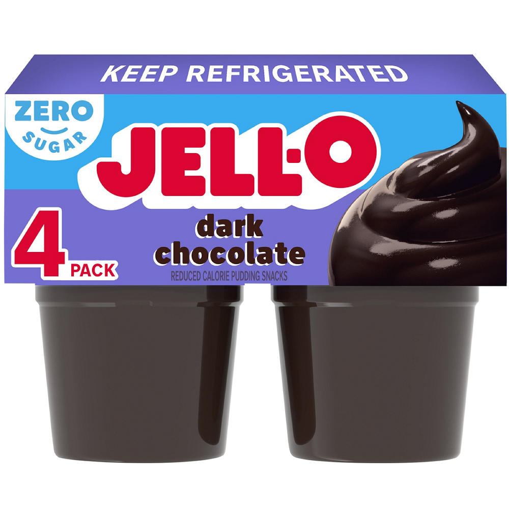 Jell-O Sugar Free Ready To Eat Dark Chocolate Pudding Cups, 4 ct