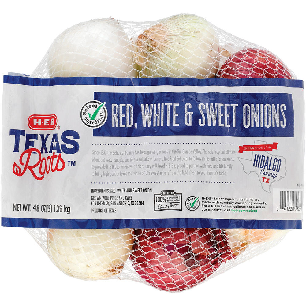 H-E-B Texas Roots Fresh Tri-Color Onions, 3 lb bag