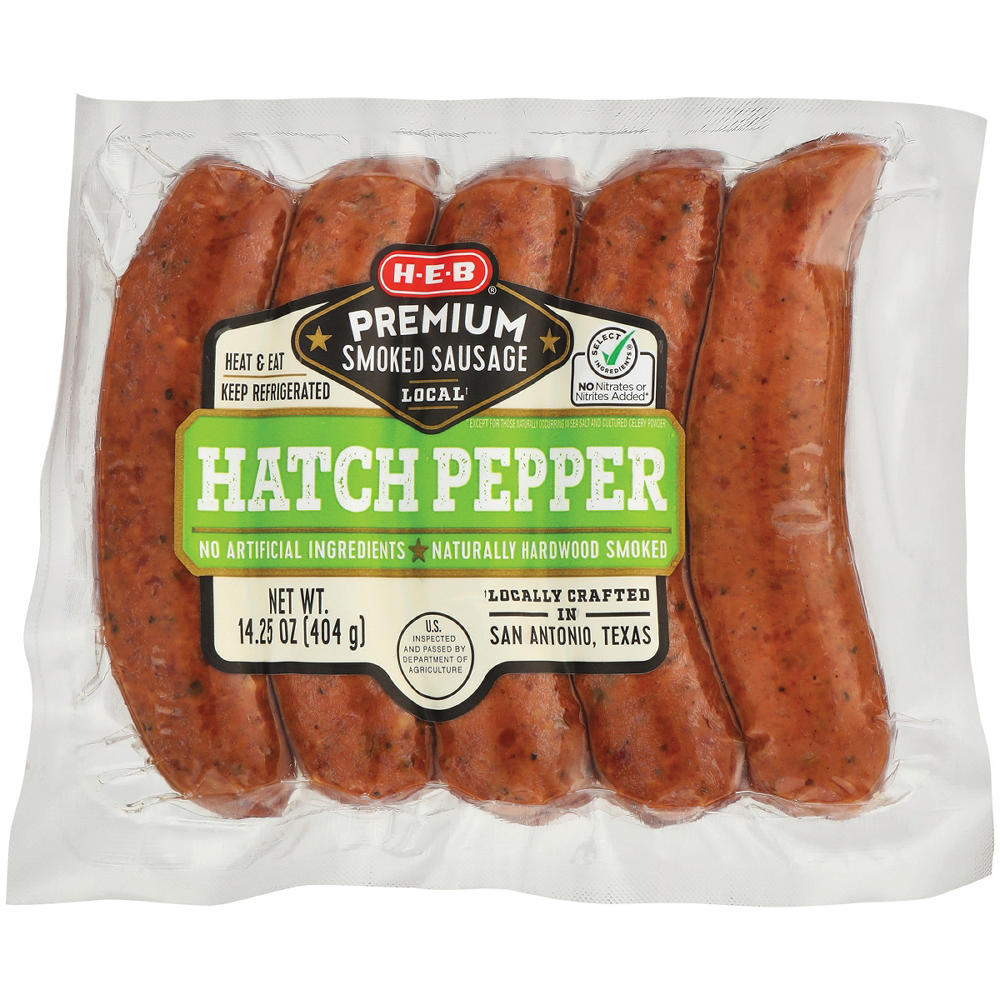 H-E-B Premium Smoked Sausage Links - Hatch Chile Pepper, 5 ct