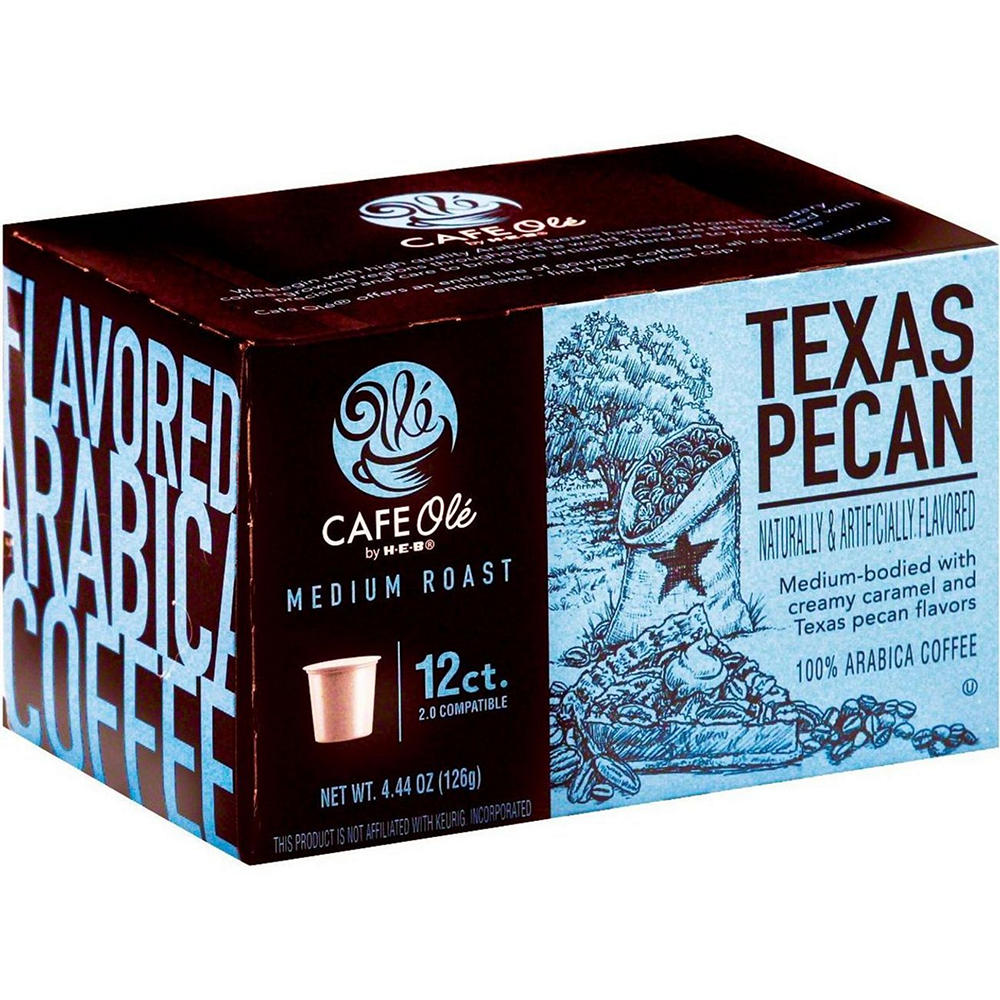 CAFE Olé by H-E-B Texas Pecan Medium Roast Coffee Single Serve Cups, 12 ct