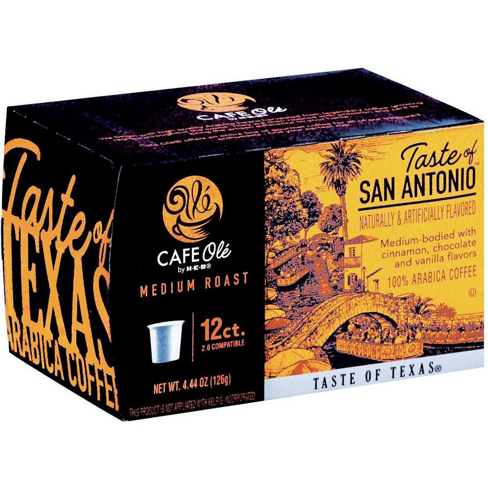 CAFE Olé by H-E-B Taste of San Antonio Medium Roast Coffee Single Serve Cups, 12 ct