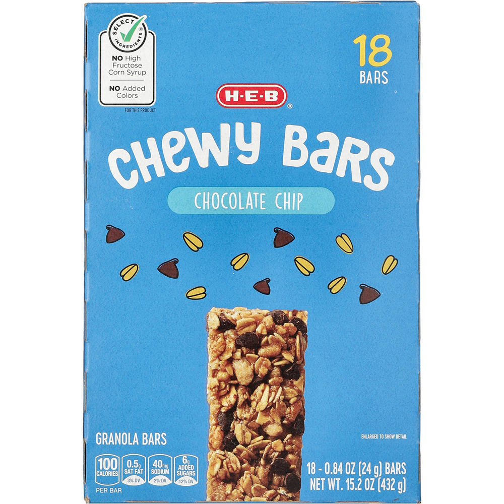 H-E-B Chocolate Chip Chewy Bars, 18 ct