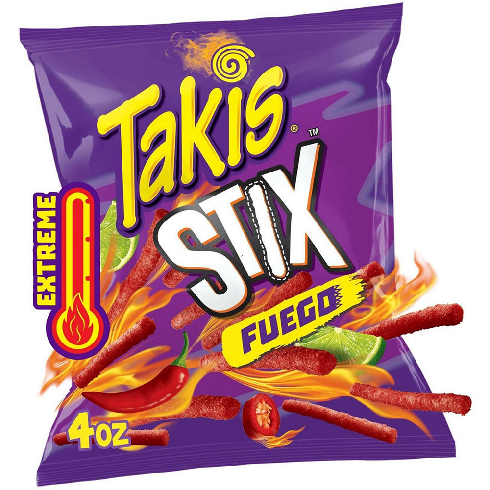 Takis Fuego Stix Extreme Spicy Corn Snack Sticks, 4 oz