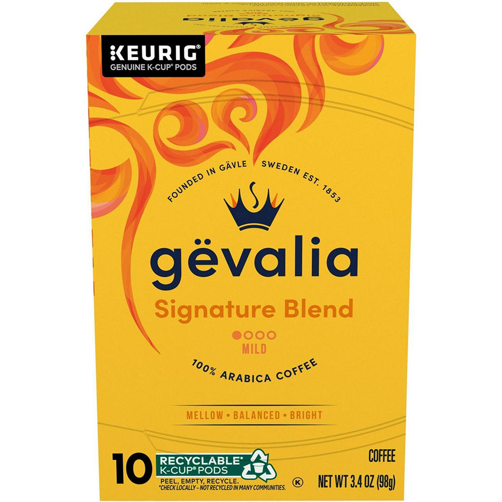 Gevalia 100% Arabica Signature Blend Mild-Medium Roast Single Serve Coffee K Cups, 10 ct
