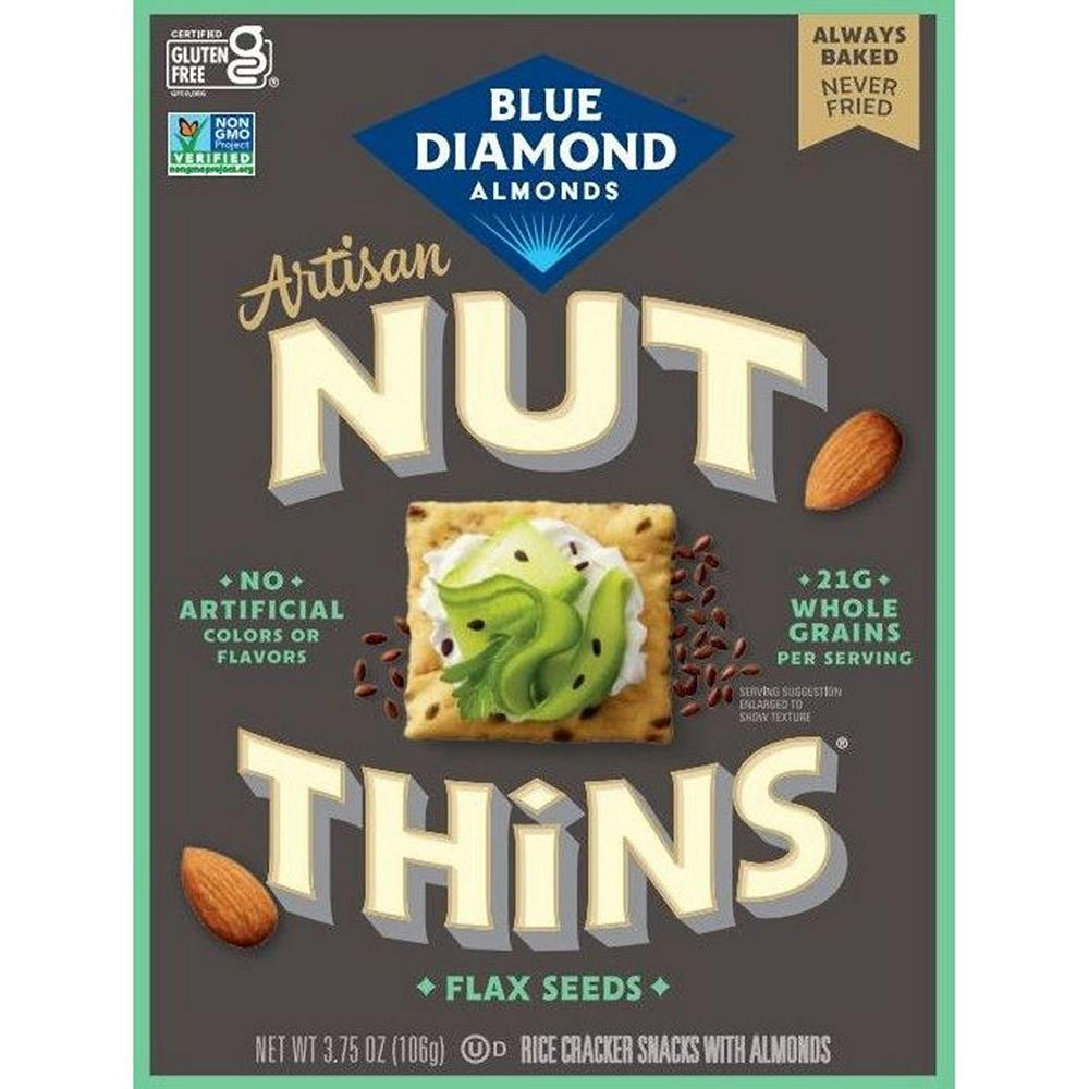 Blue Diamond Artisan Nut Thins Flax Seeds Cracker Snacks, 3.75 oz