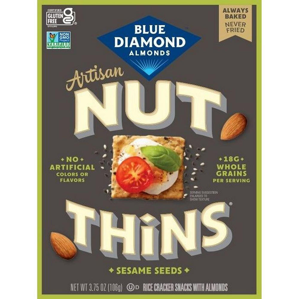 Blue Diamond Artisan Nut Thins Sesame Seeds Cracker Snacks, 3.75 oz