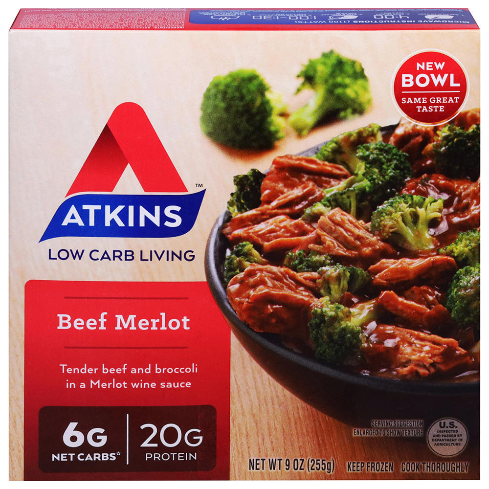 Atkins Low Carb Living Beef Merlot Frozen Meal, 9 oz