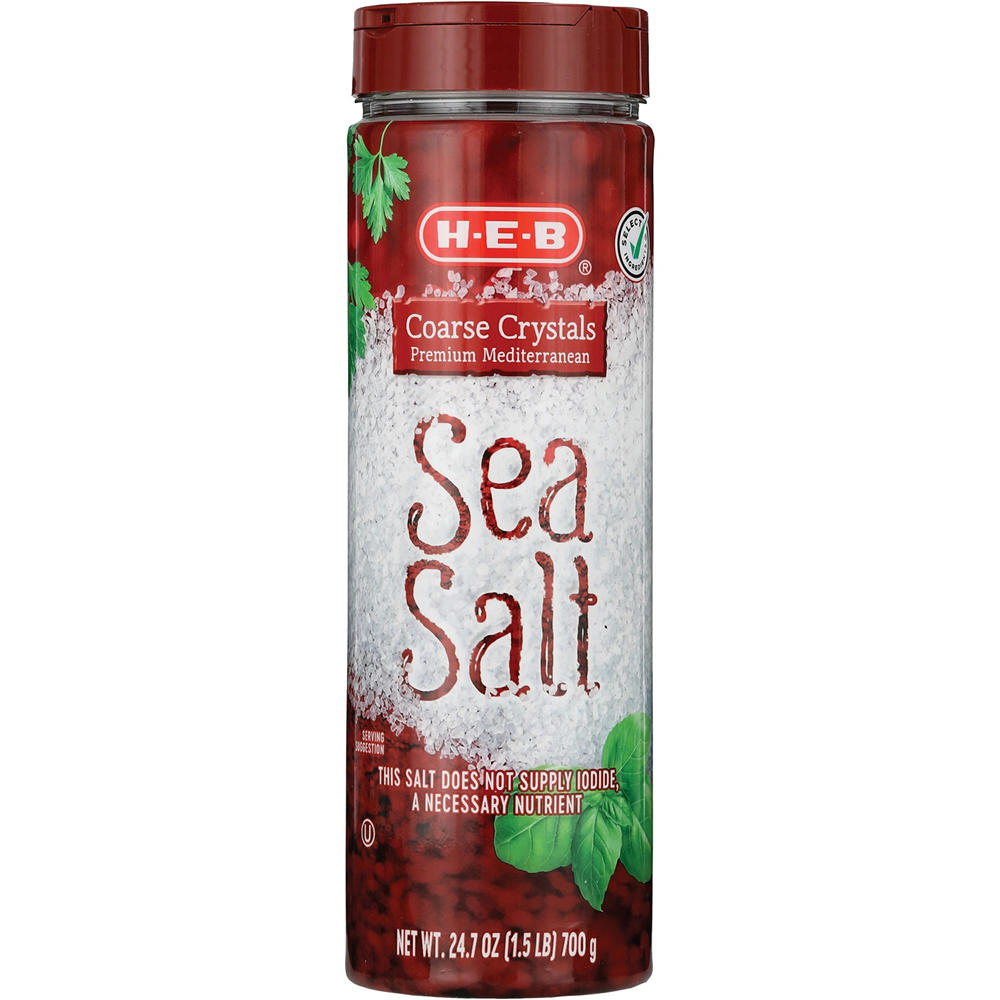 H-E-B Coarse Mediterranean Sea Salt Crystals, 24.7 oz