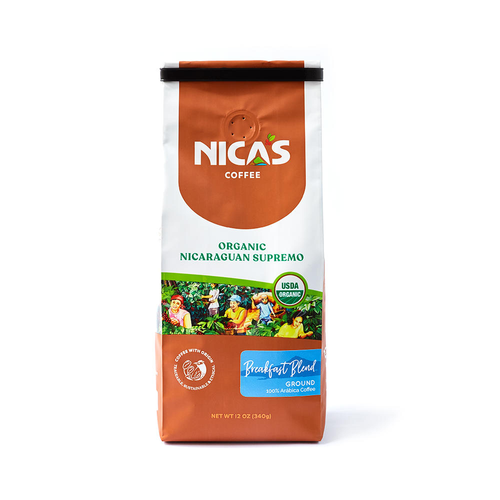 Nica's Coffee Organic Nicaraguan Supremo Breakfast Blend Ground Coffee, 12 oz