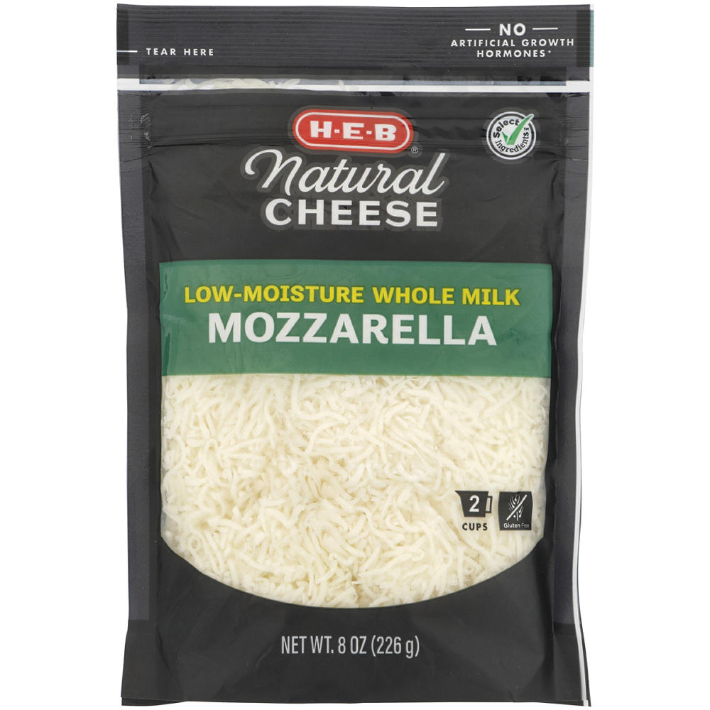 H-E-B Low Moisture Whole Mozzarella Shredded Cheese, 8 oz