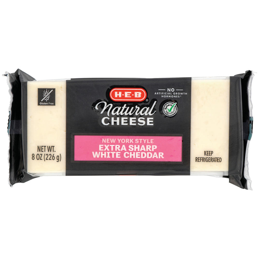 H-E-B New York Style Extra Sharp White Cheddar Cheese, 8 oz