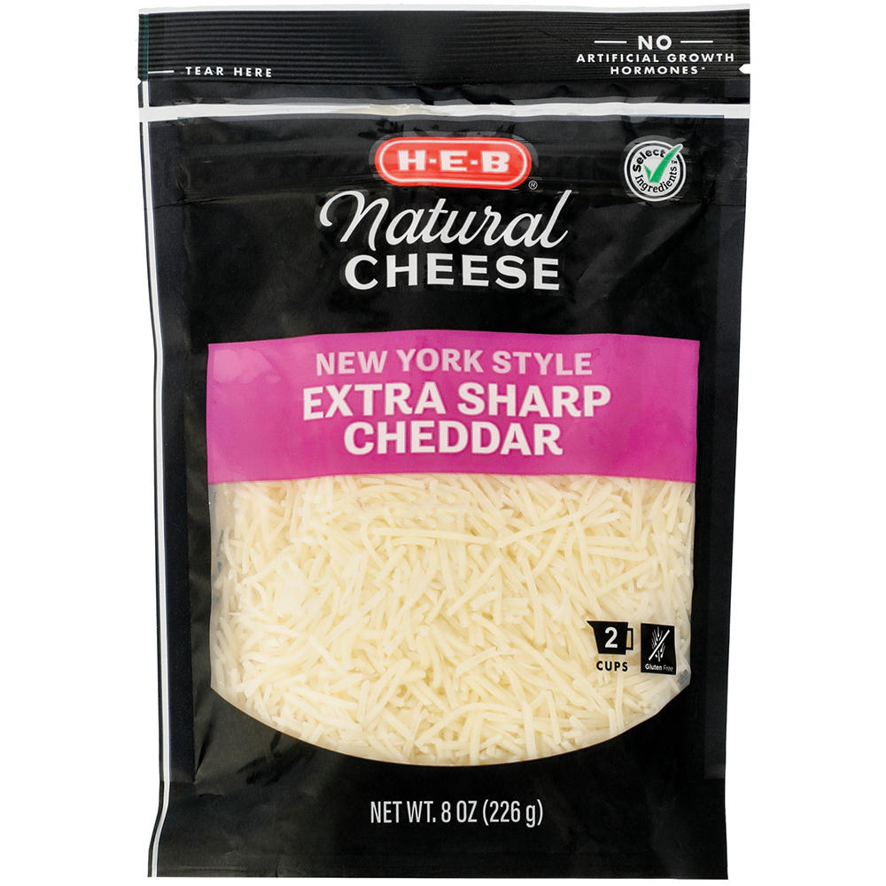 H-E-B New York Style Extra Sharp Cheddar Shredded Cheese, 8 oz