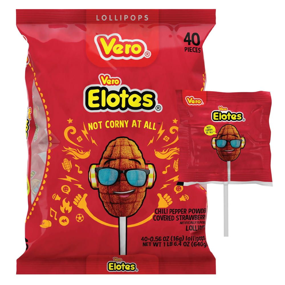Vero Elotes Strawberry Lollipops, 40 ct