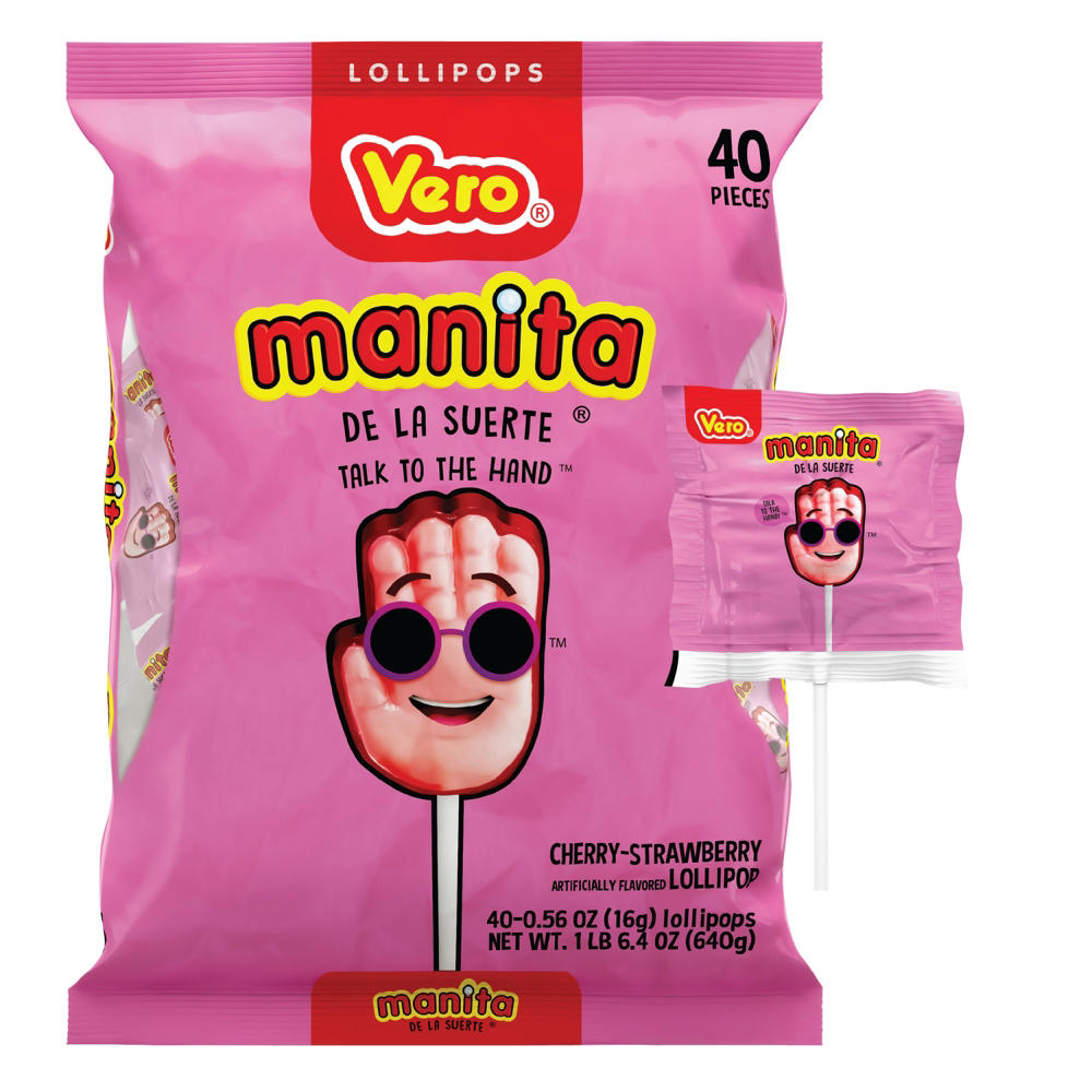 Vero Manita Strawberry & Cherry Lollipops, 22.4OZ