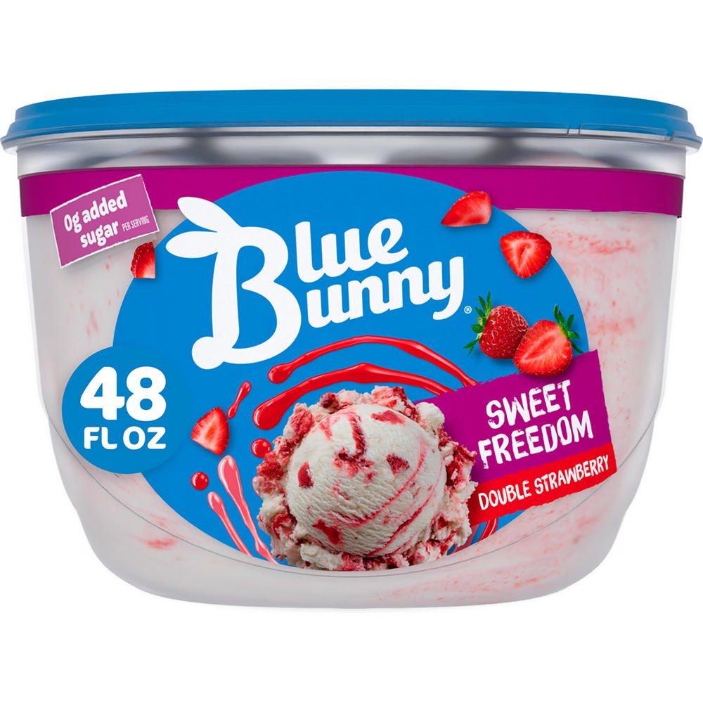 Blue Bunny Sweet Freedom No Added Sugar Double Strawberry Reduced Fat Ice Cream, 48 oz
