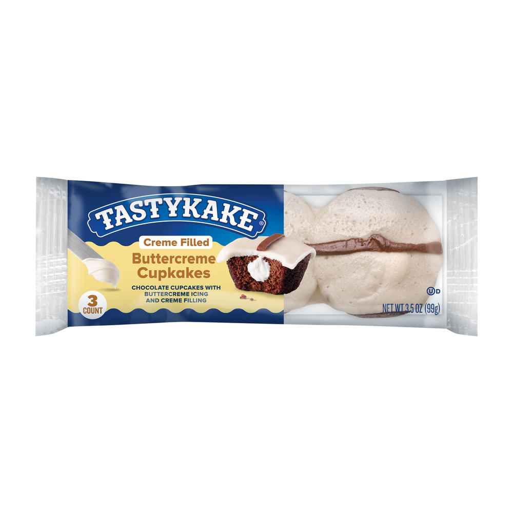 Tastykake Creme Filled Buttercreme Chocolate Cupcakes, 3 ct