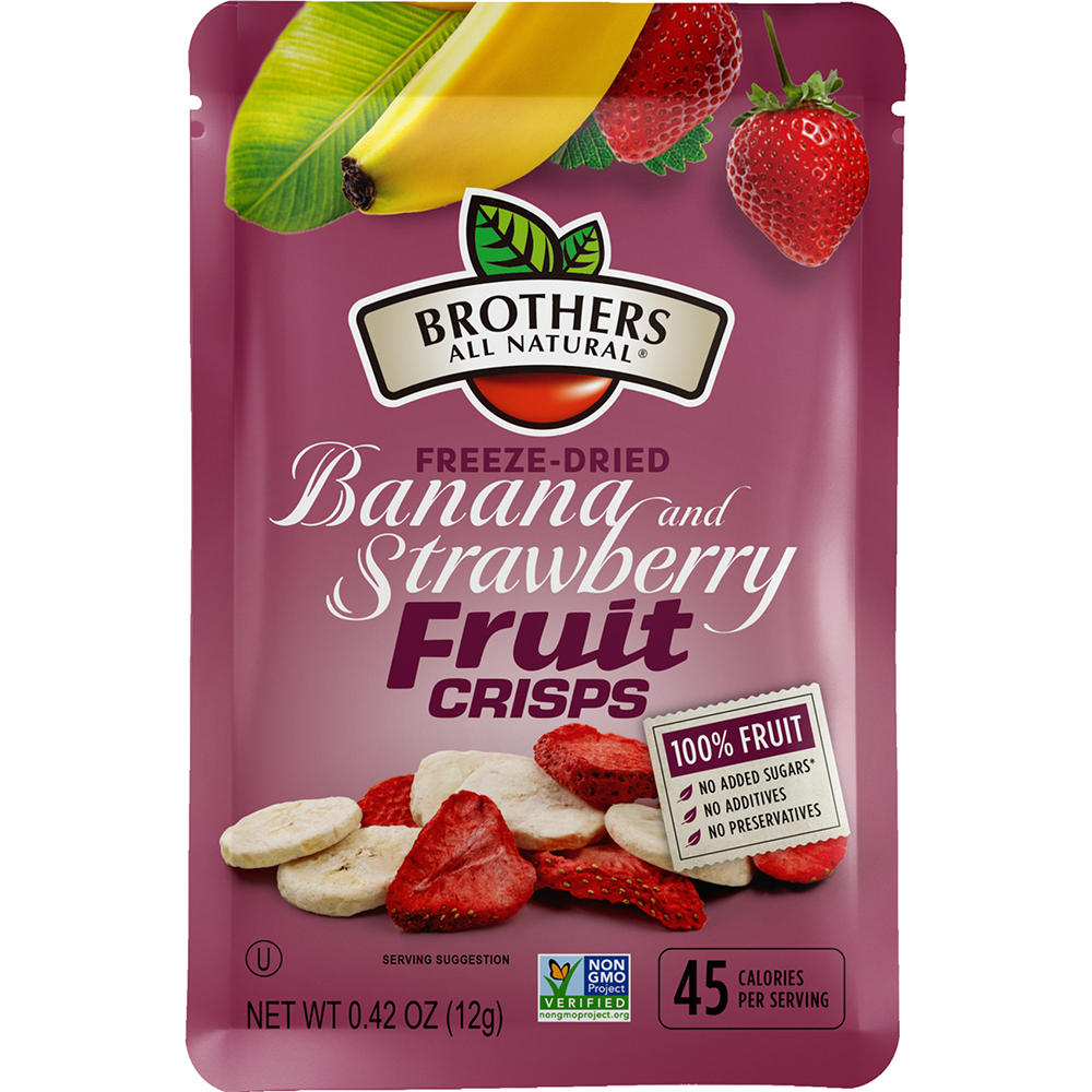 Brothers All Natural Strawberry & Banana Freeze-Dried Fruit Crisps, 0.42 oz