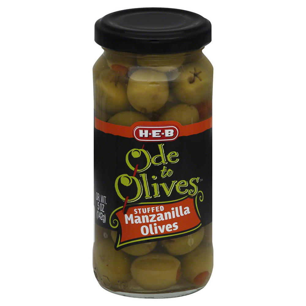 H-E-B Ode to Olives Stuffed Manzanilla Green Olives, 5 oz
