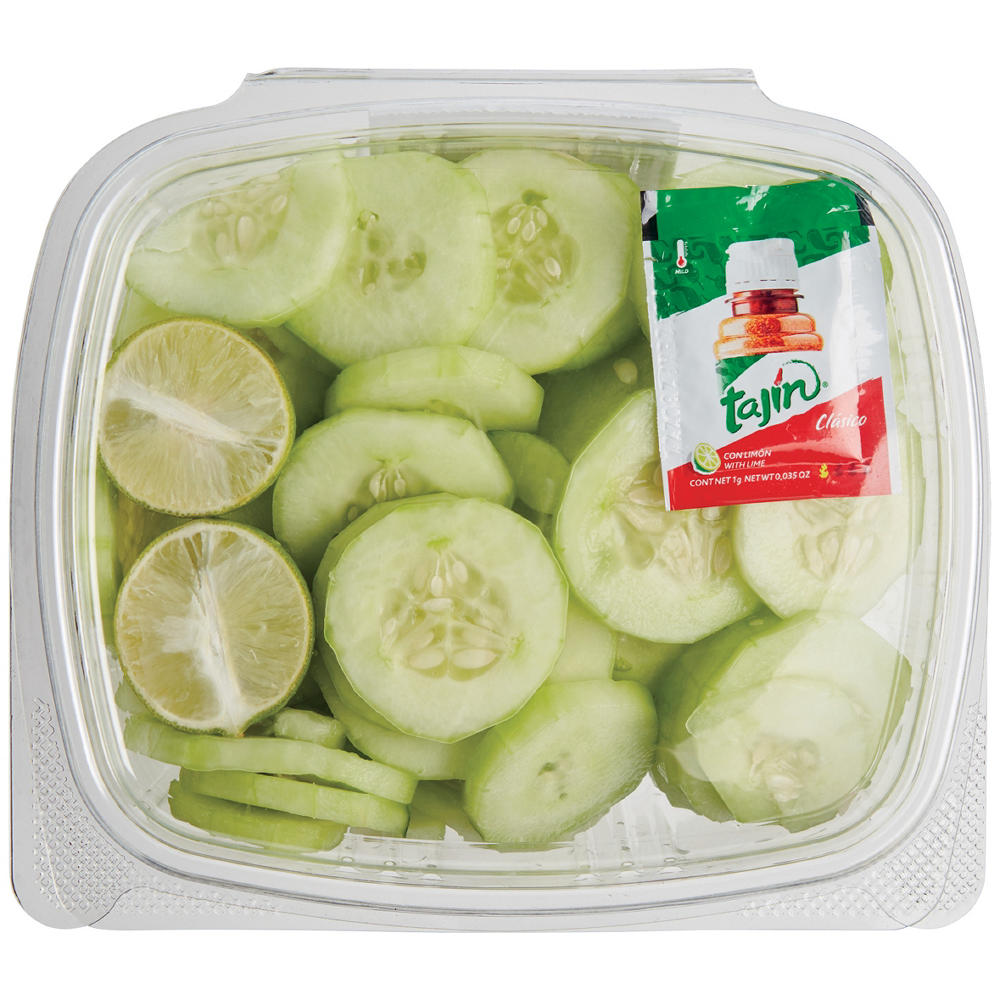 H-E-B Fresh Cut Cucumber Slices with Tajín Seasoning & Lime - Large, Avg. 1.35 lbs