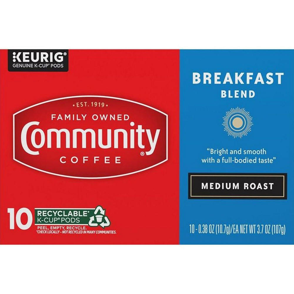 Community Coffee Breakfast Blend Medium Roast Single Serve Coffee K Cups, 10 ct