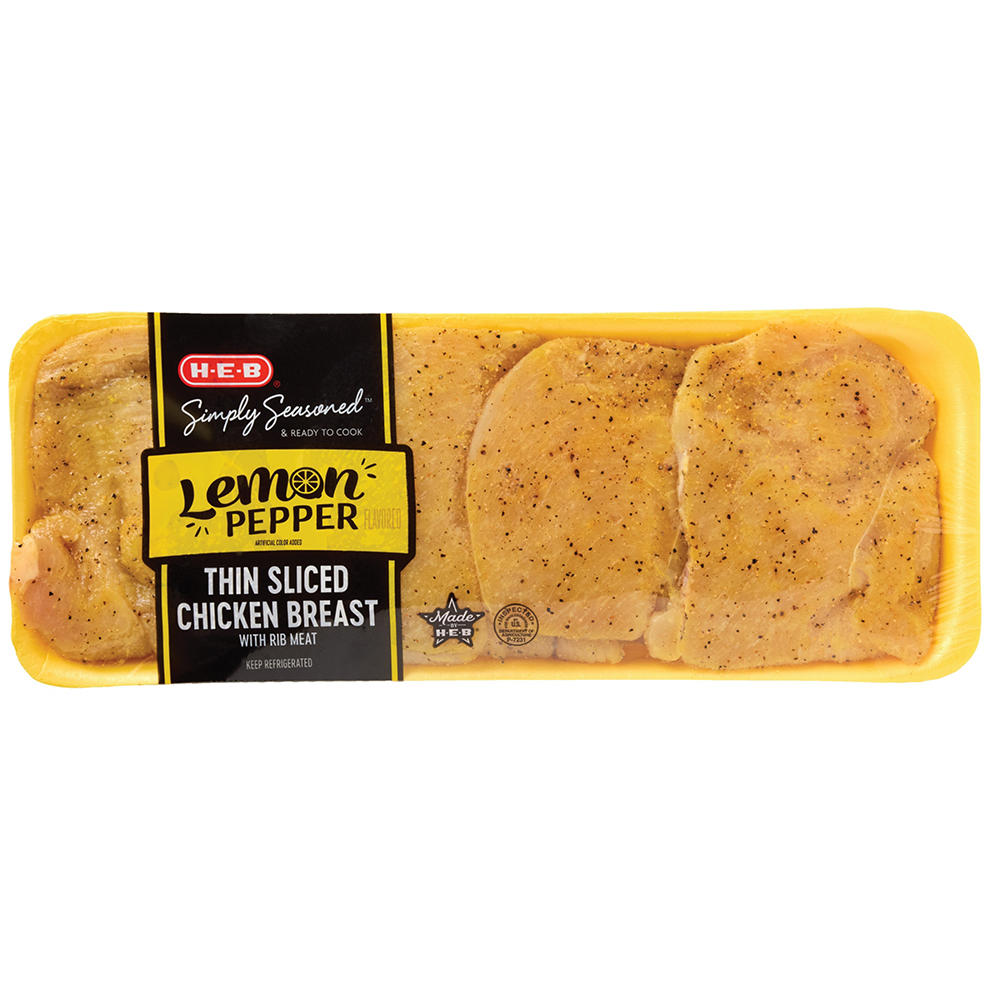 H-E-B Simply Seasoned Thin Sliced Chicken Breasts - Lemon Pepper, Avg. 1.9 lbs
