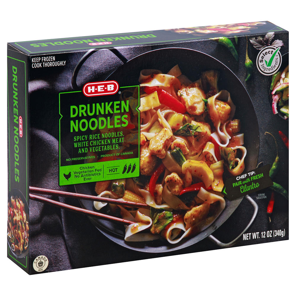 H-E-B Drunken Noodles Frozen Meal, 12 oz