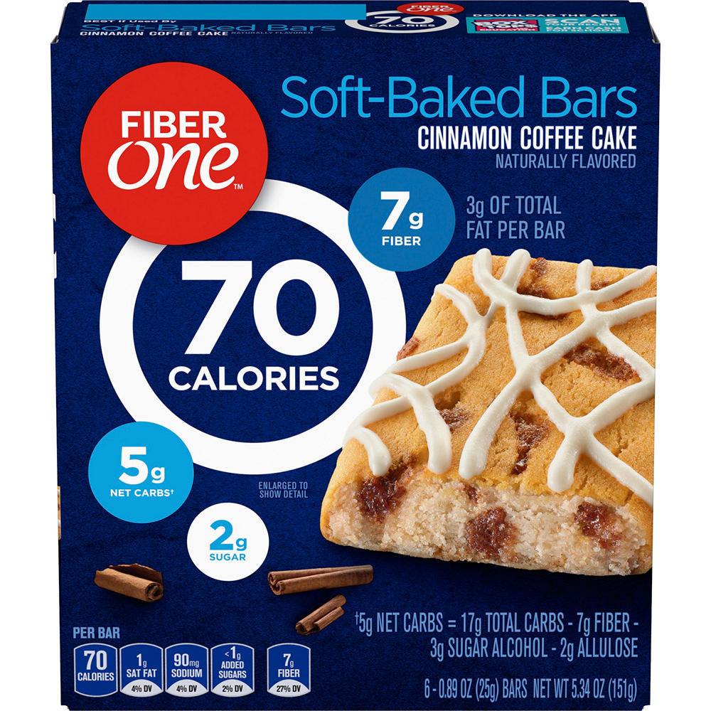 Fiber One 70 Calorie Cinnamon Coffee Cake Bars, 6 ct