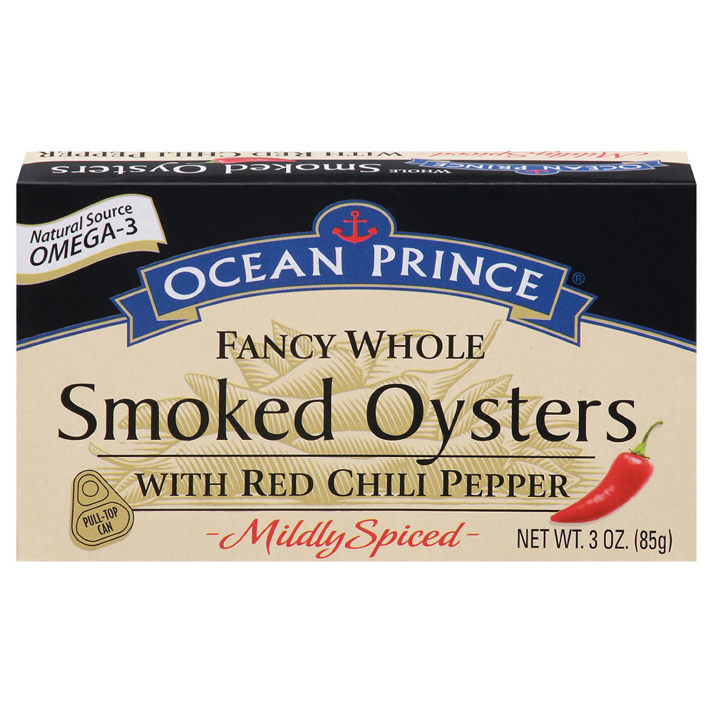 Ocean Prince Smoked Oysters with Red Chili Peppers, 3 oz