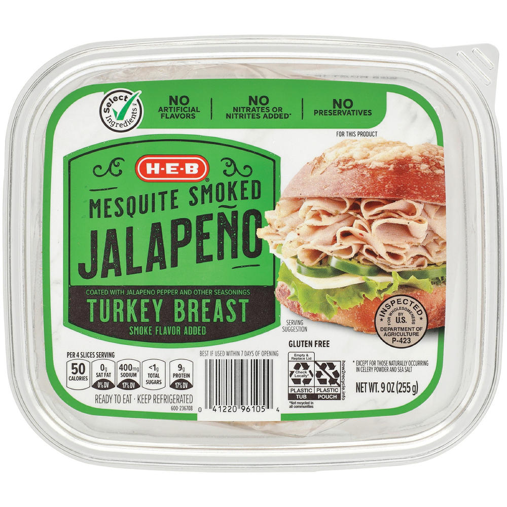 H-E-B Mesquite-Smoked Jalapeño Turkey Breast Lunch Meat, 9 oz
