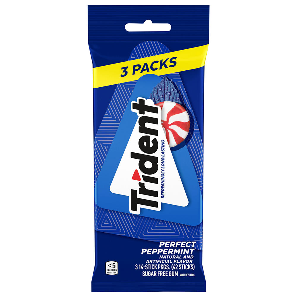 Trident Perfect Peppermint Sugar Free Chewing Gum, 3 pk, 42 pc